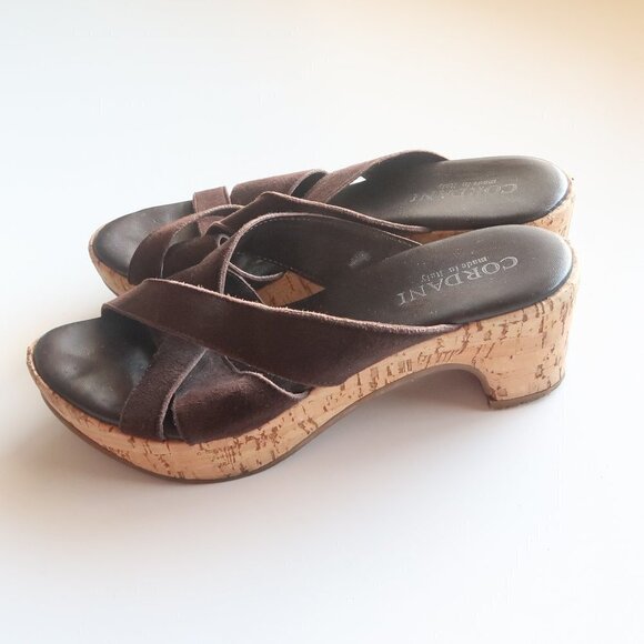 Cordani Brown Suede Slip On Cork Platform Mules / Clogs Heels / Sandals / Shoes - Picture 6 of 16